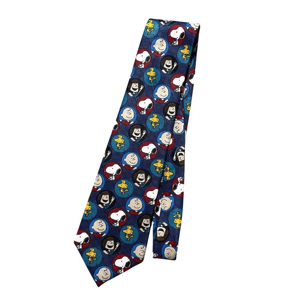 Charlie Brown And Gang Tie Mens One Size Blue Peanuts Cartoon Polyester Necktie